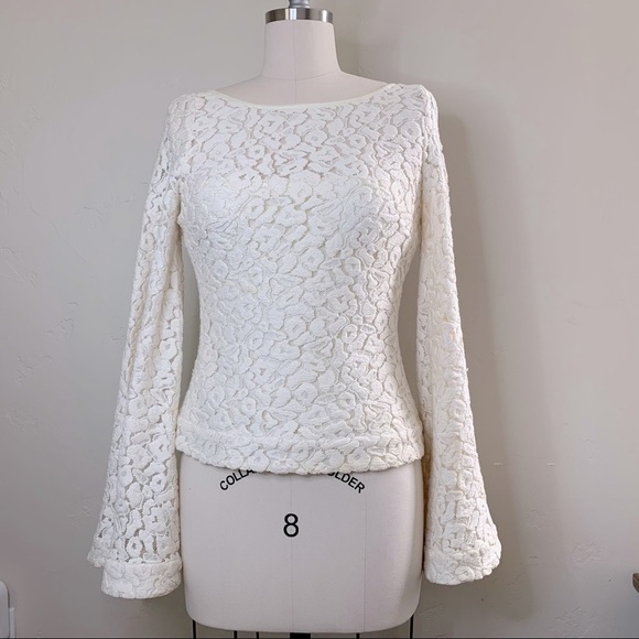 Elizabeth and James Tops - Elizabeth and James Ivory Lace Bell Sleeved Top